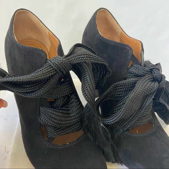 Chloe Short Ankle Bootie Harper Black Suede Size 36 - Picture 6 of 14